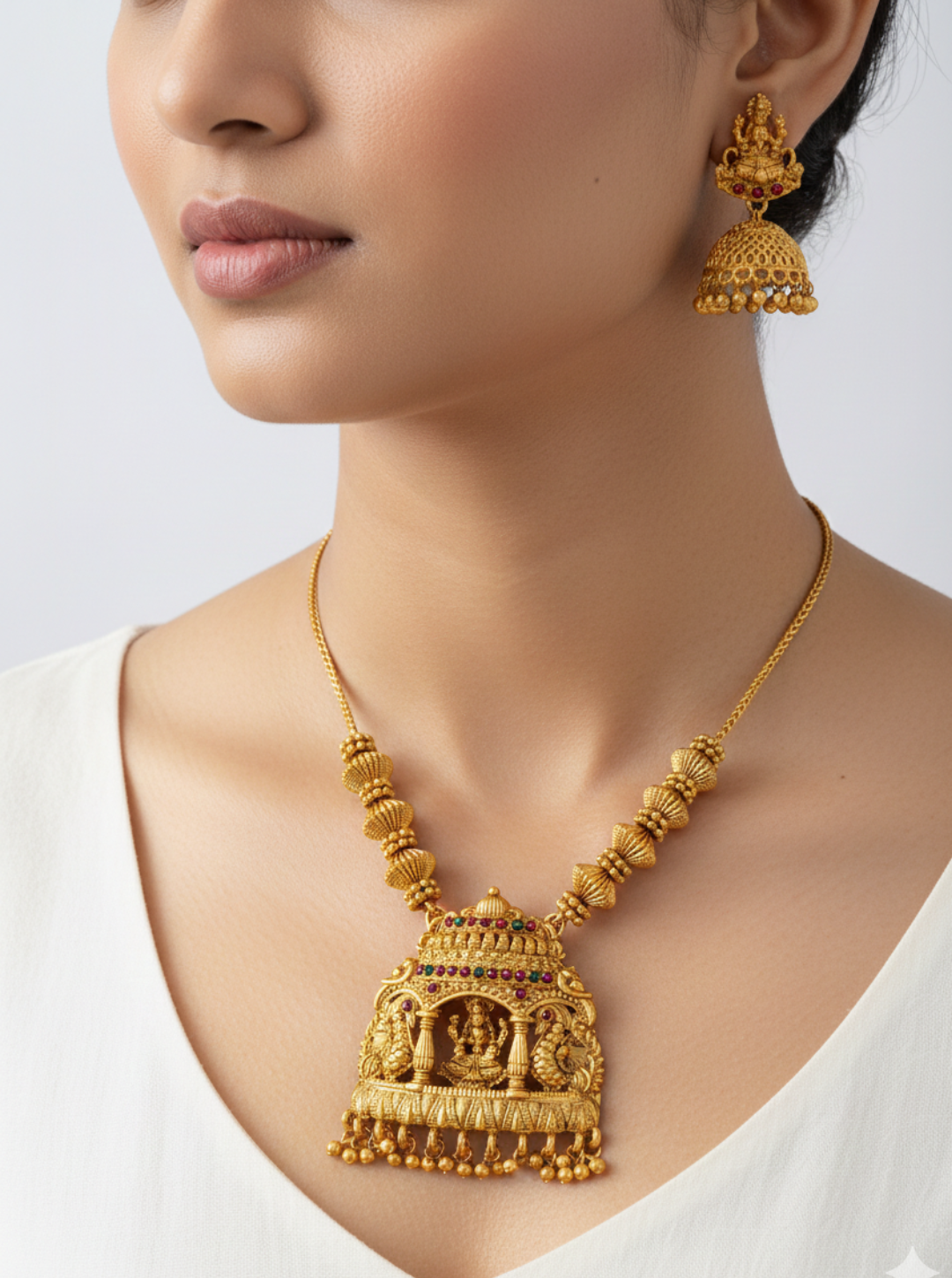 AISHANI TEMPLE LONG PENDANT NECKLACE SET
