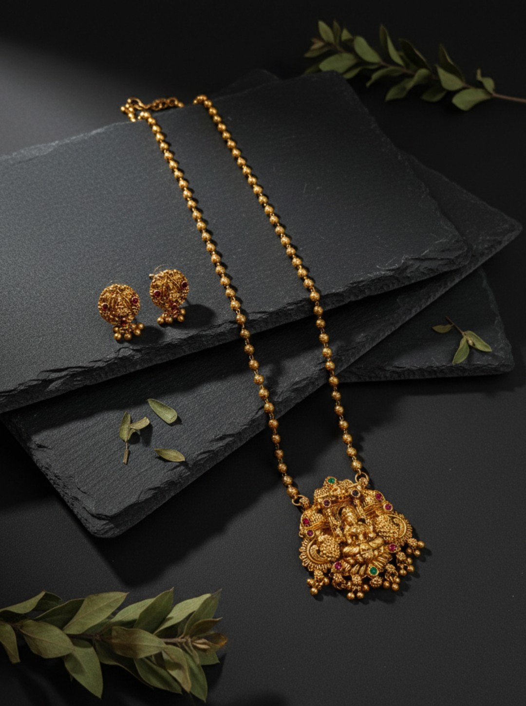 TANIRIKHA TEMPLE BALL CHAIN NECKLACE SET