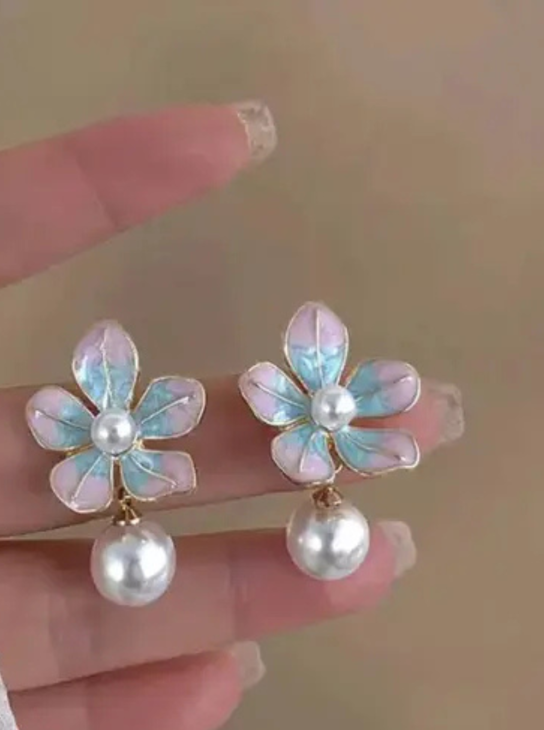 Romantic pastel floral drop earrings for weddings and brunch – Ladybreeze