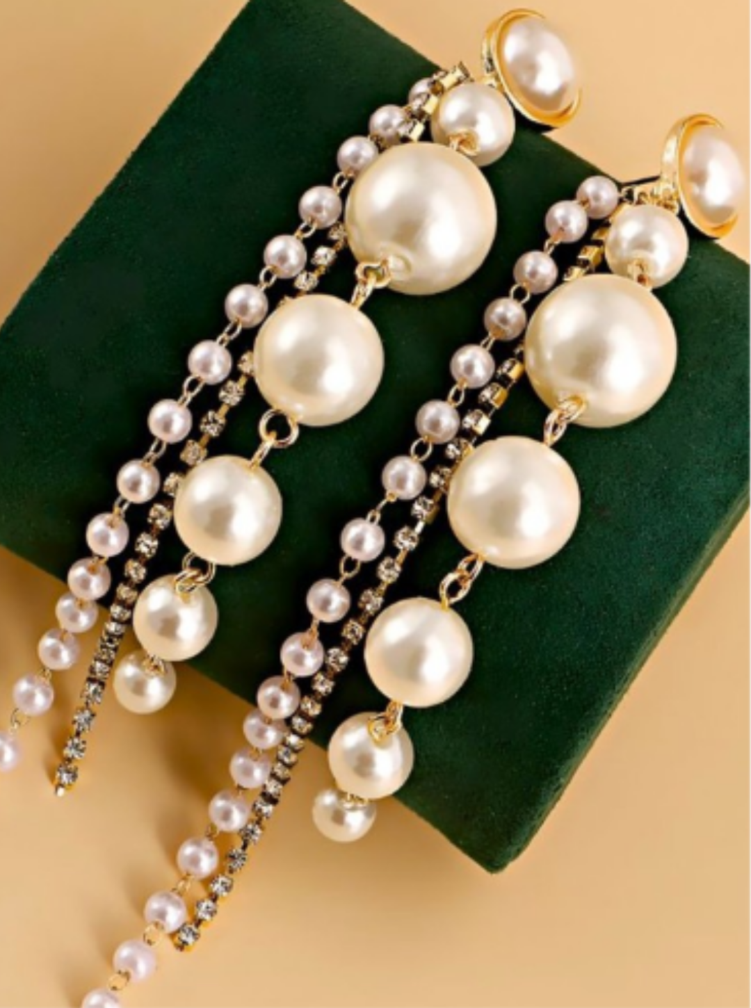 Celestial Strings pearl cascade earrings with crystal chains – Ladybreeze