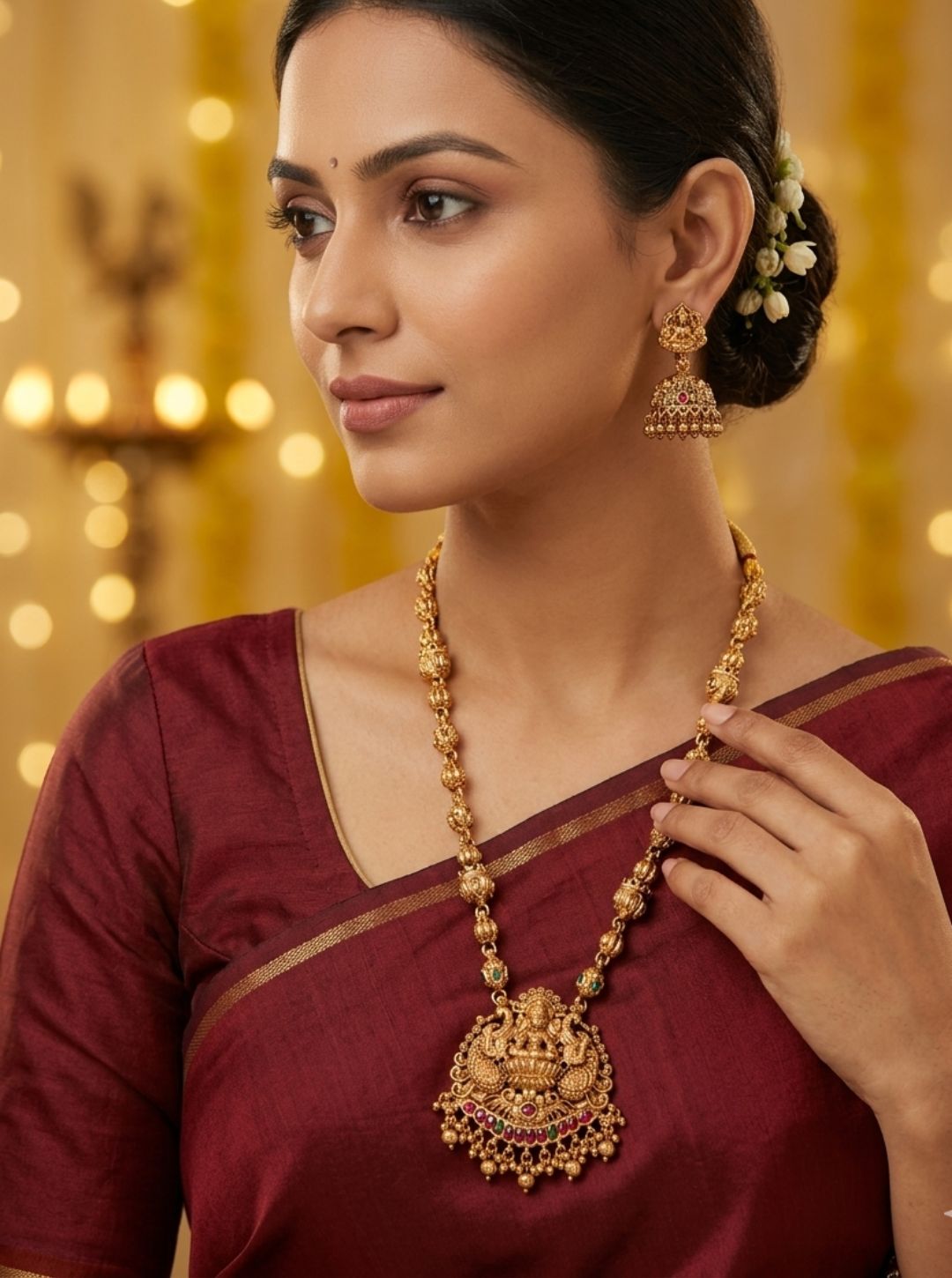 south indian temple jewellery set