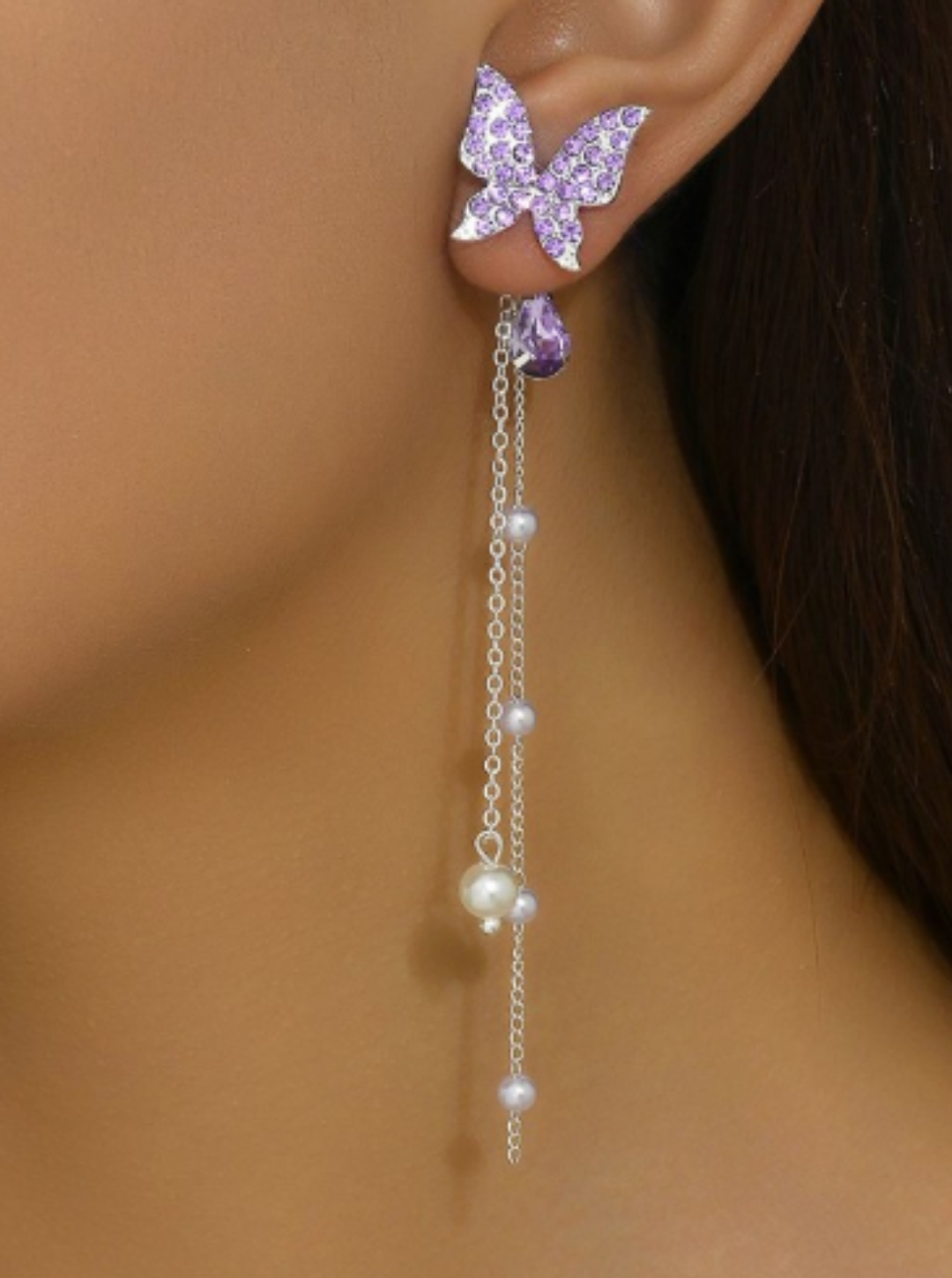 Lightweight lavender butterfly dangle earrings for parties – Ladybreeze