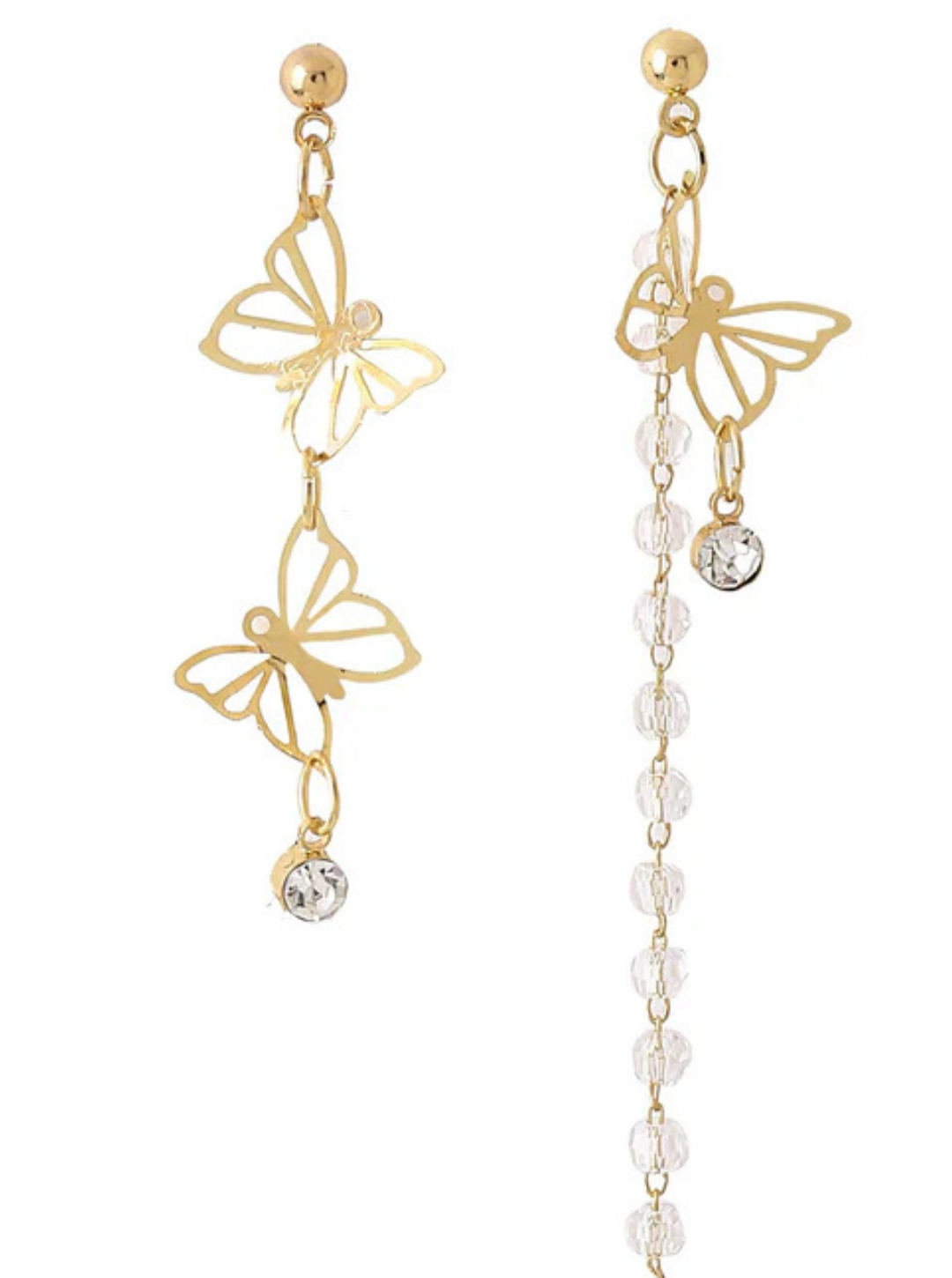 Lightweight asymmetric earrings with sparkling crystal accents – Ladybreeze