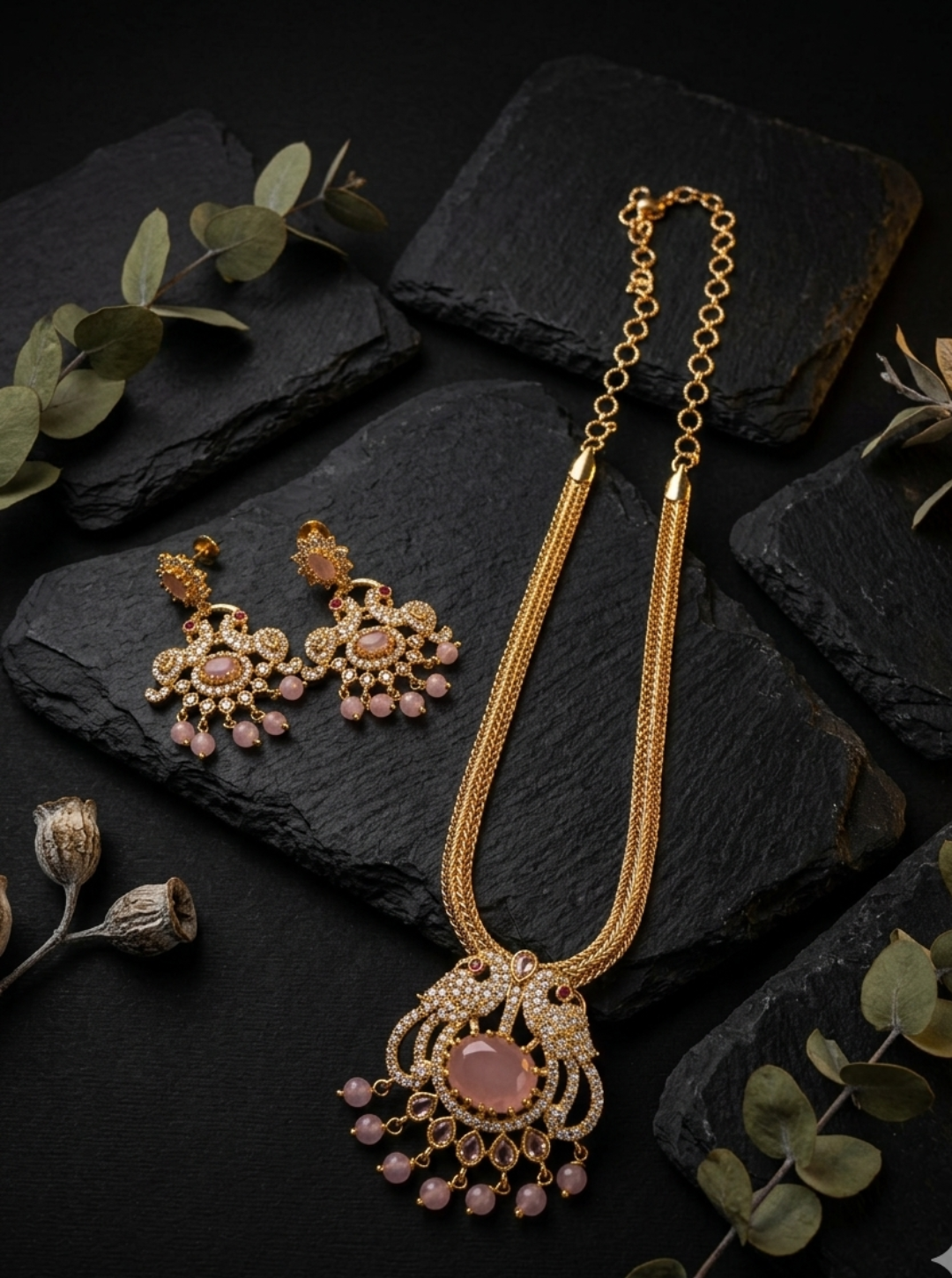 NAVISHAA PINK ELEGANCE NECKLACE