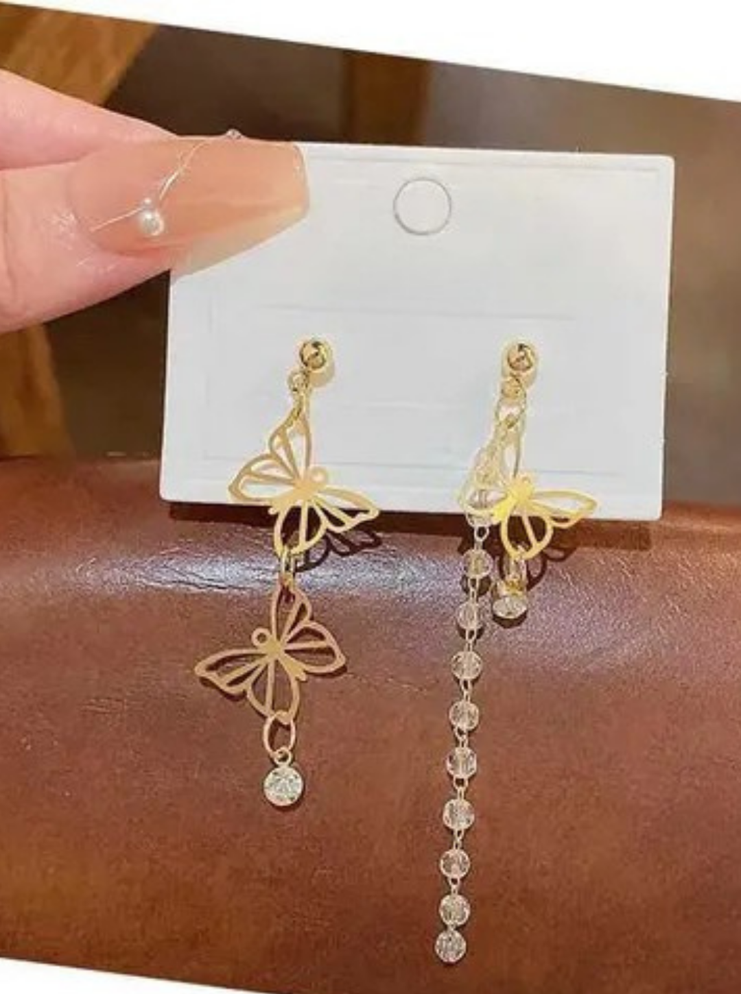 Ethereal gold butterfly and bead chain earrings for casual glam – Ladybreeze