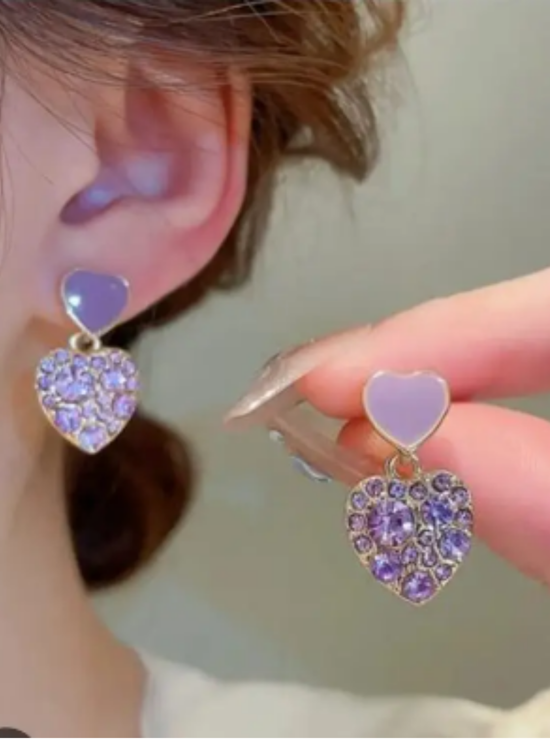 Playful purple heart-shaped earrings with gold outline – Ladybreeze