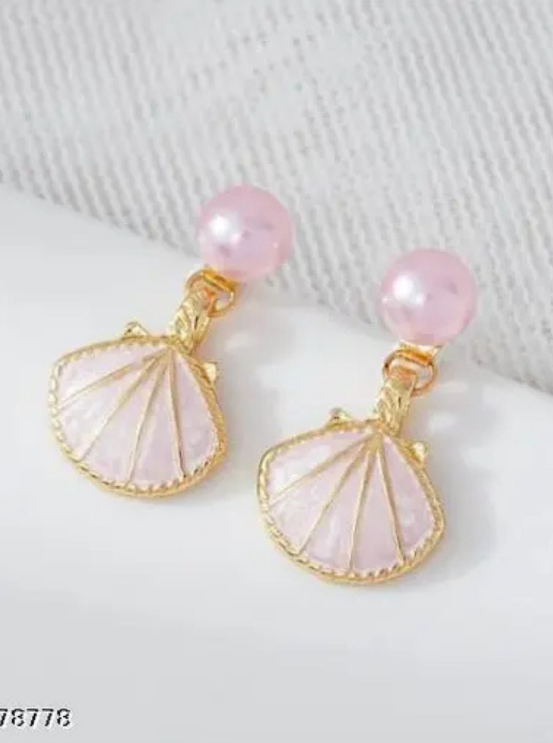 Gold-trimmed shell earrings in ocean blue and white variants – Ladybreeze