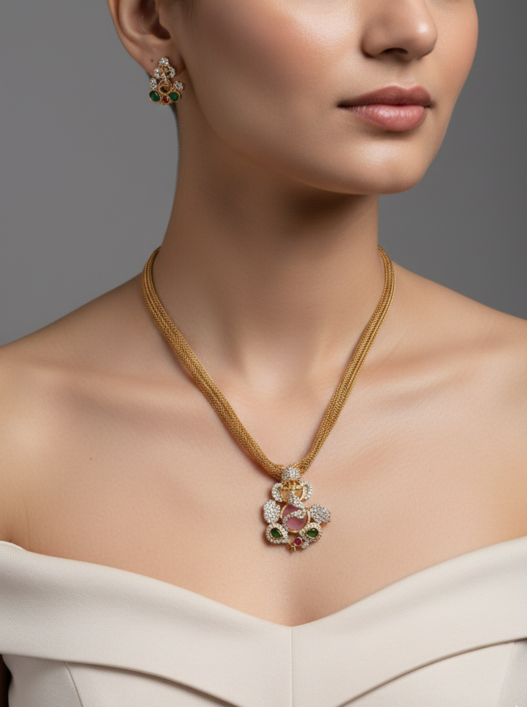 DIVINE GANESHA MULTI-STONE NECKLACE