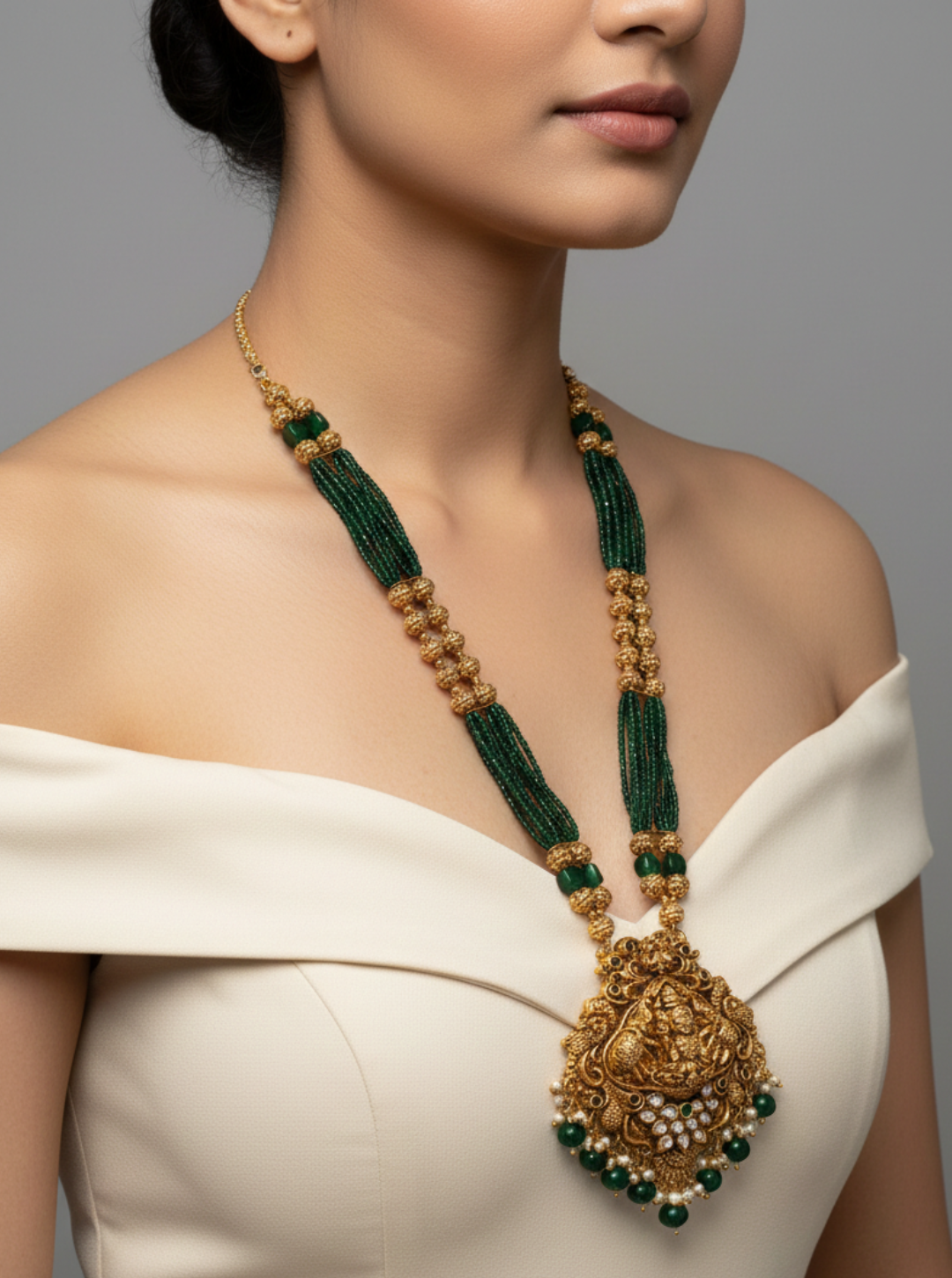 CHARVI GREEN BEAD HARAM