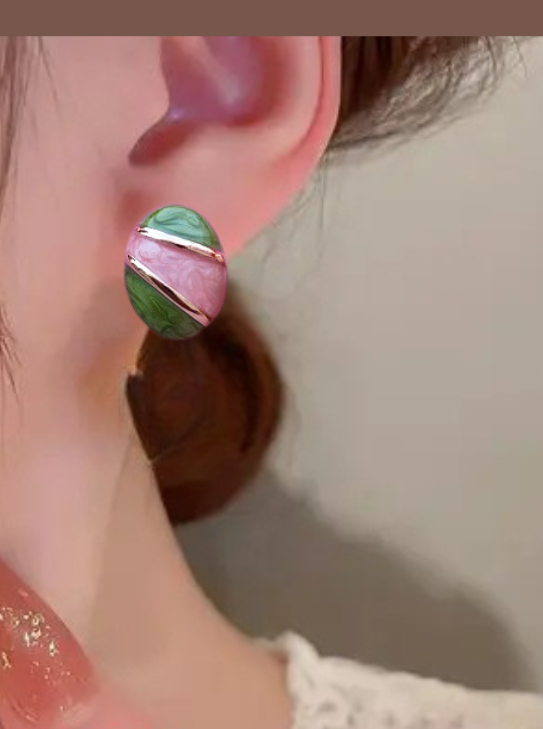 6COLOR OVAL DUOTONE EARRINGS