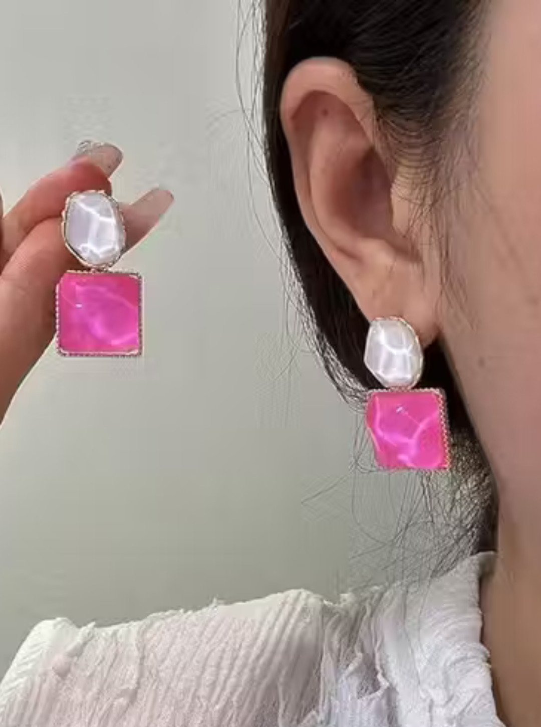 PINK CERAMIC EARRINGS