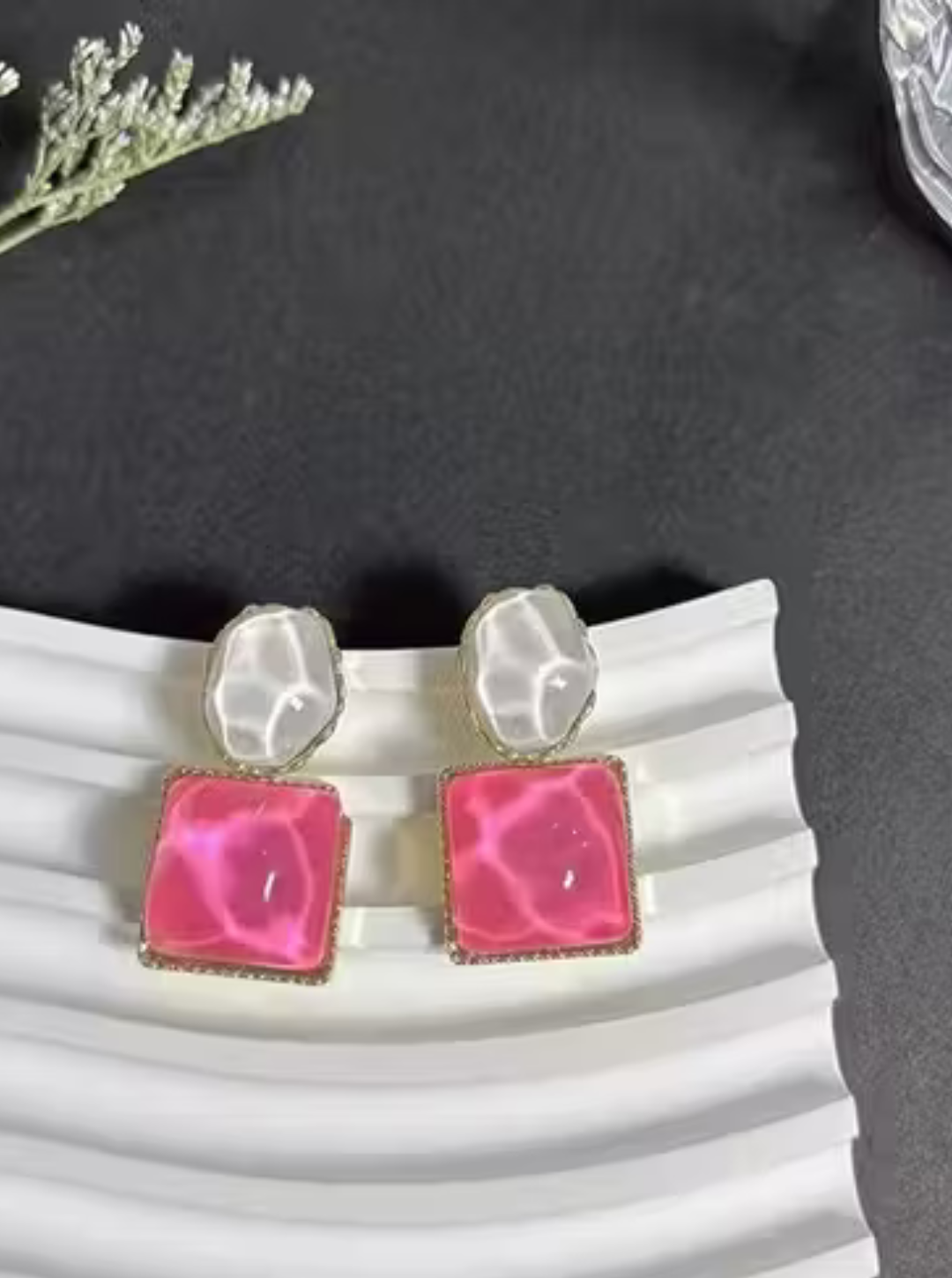 PINK CERAMIC EARRINGS