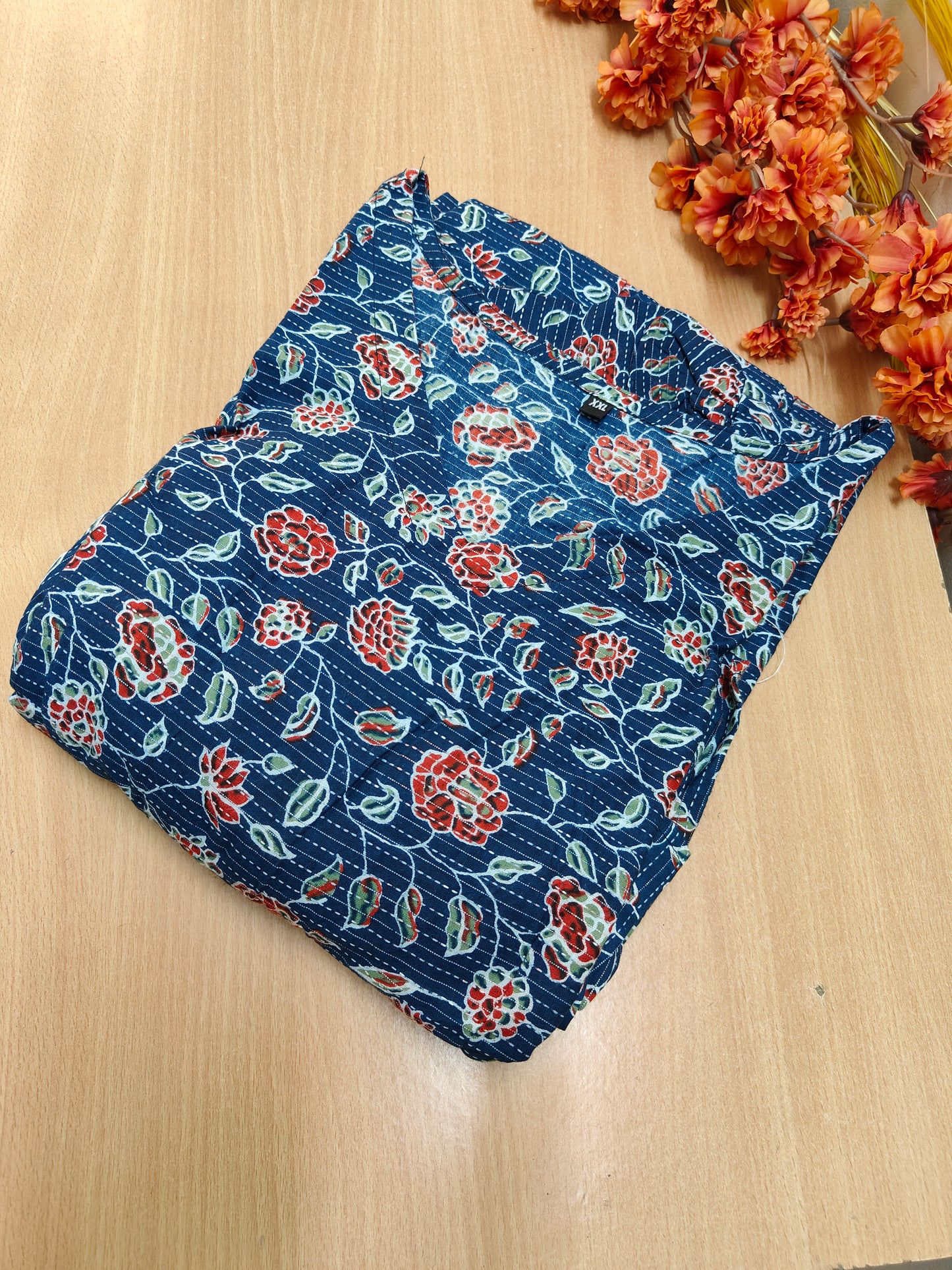 BLUE PRINTED COTTON MAXI