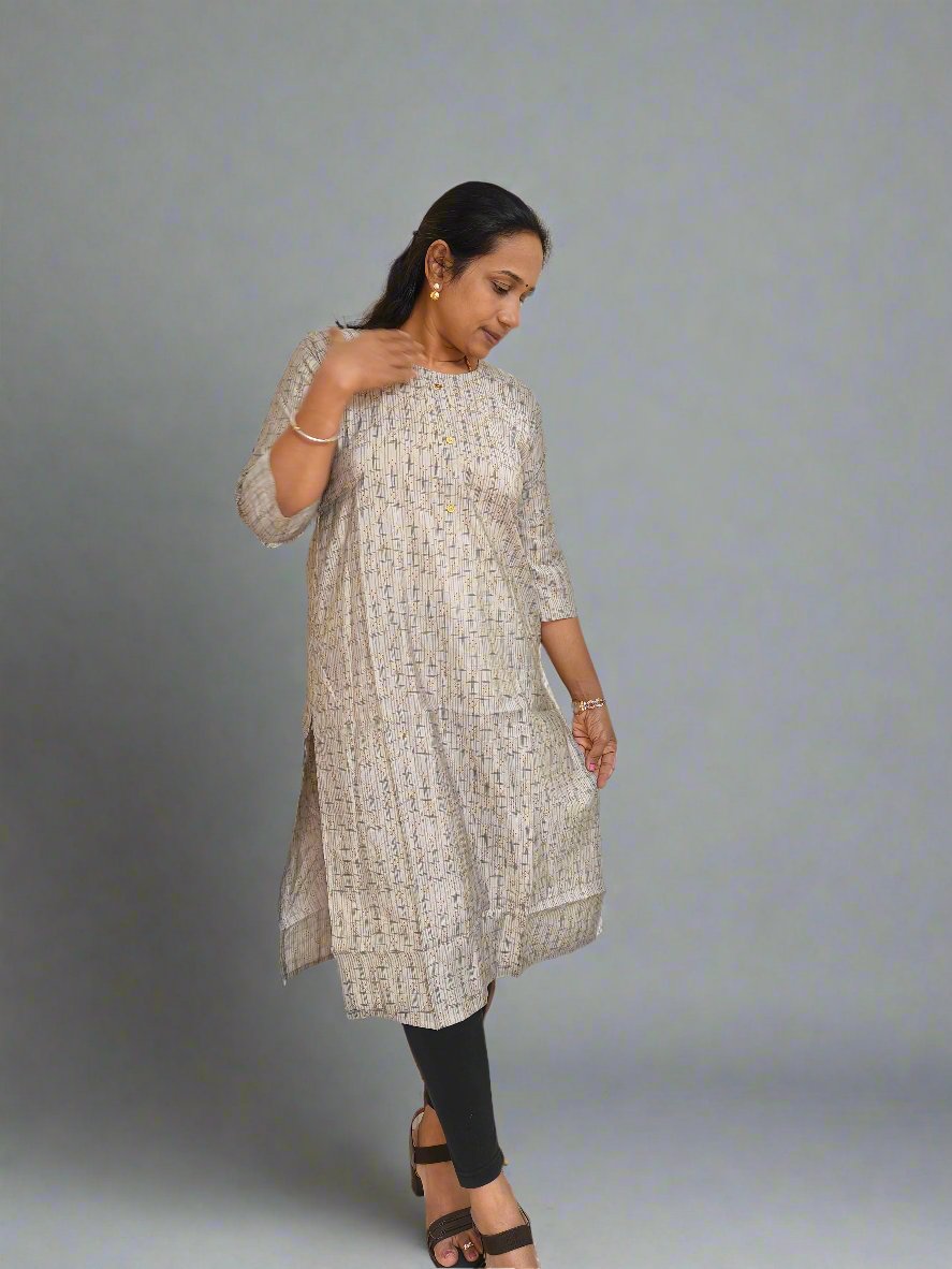 ETHNIC GREY SILK KURTI