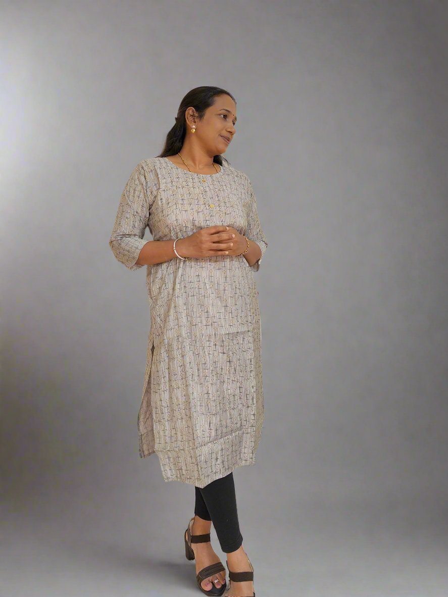 ETHNIC GREY SILK KURTI