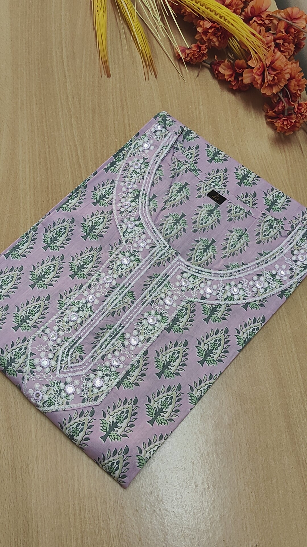 LAVENDAR YOKE PATTERNED COTTON KURTI