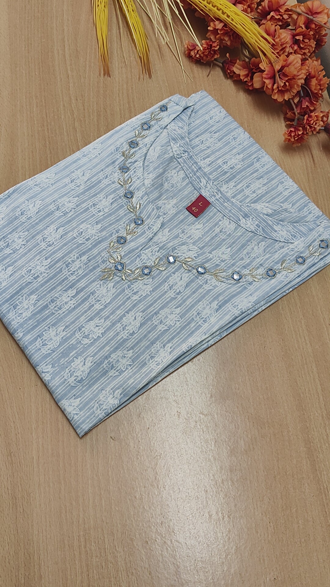 ICE BLUE COTTON KURTI