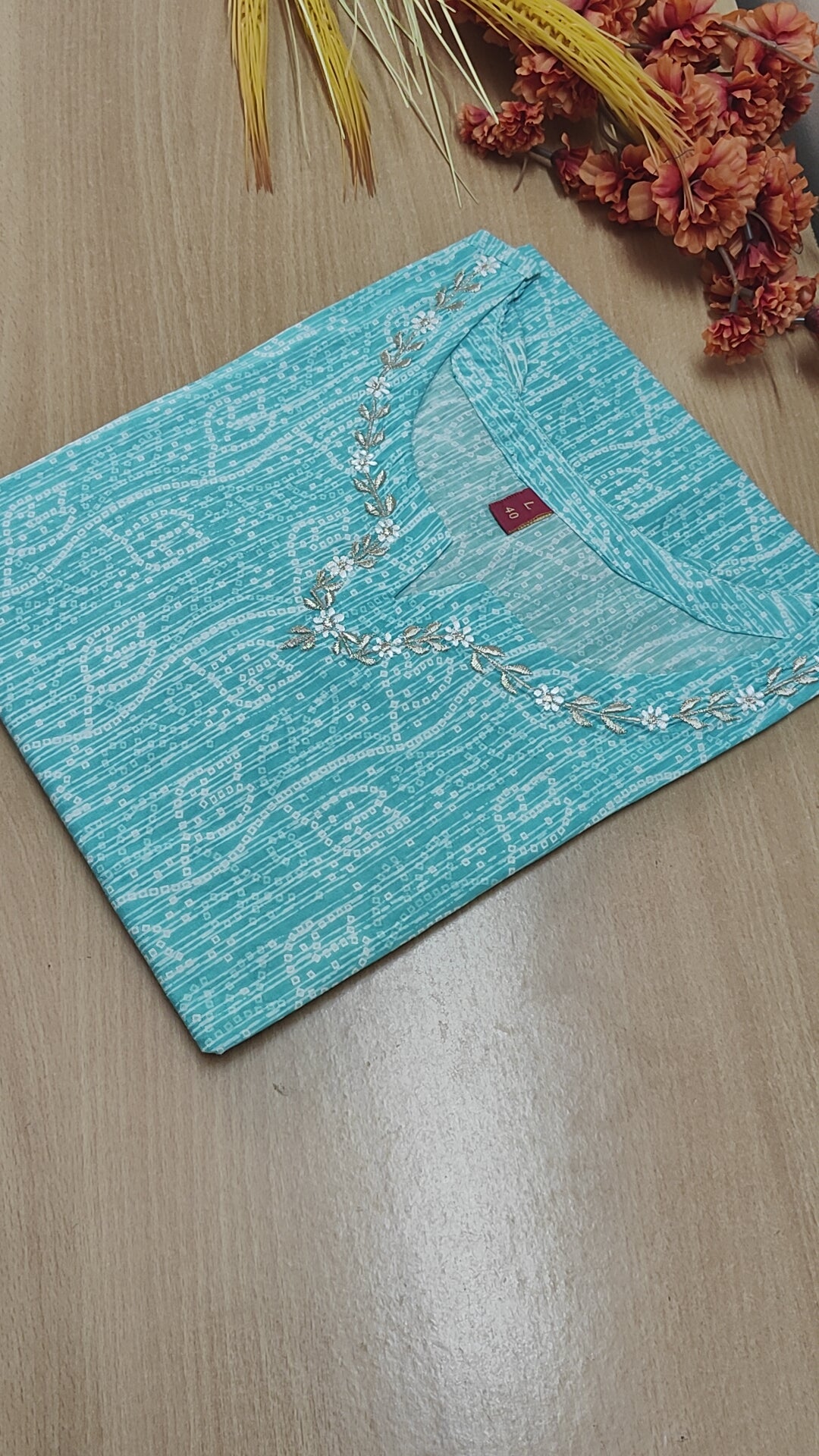 TORQUOISE BLUE COTTON KURTI