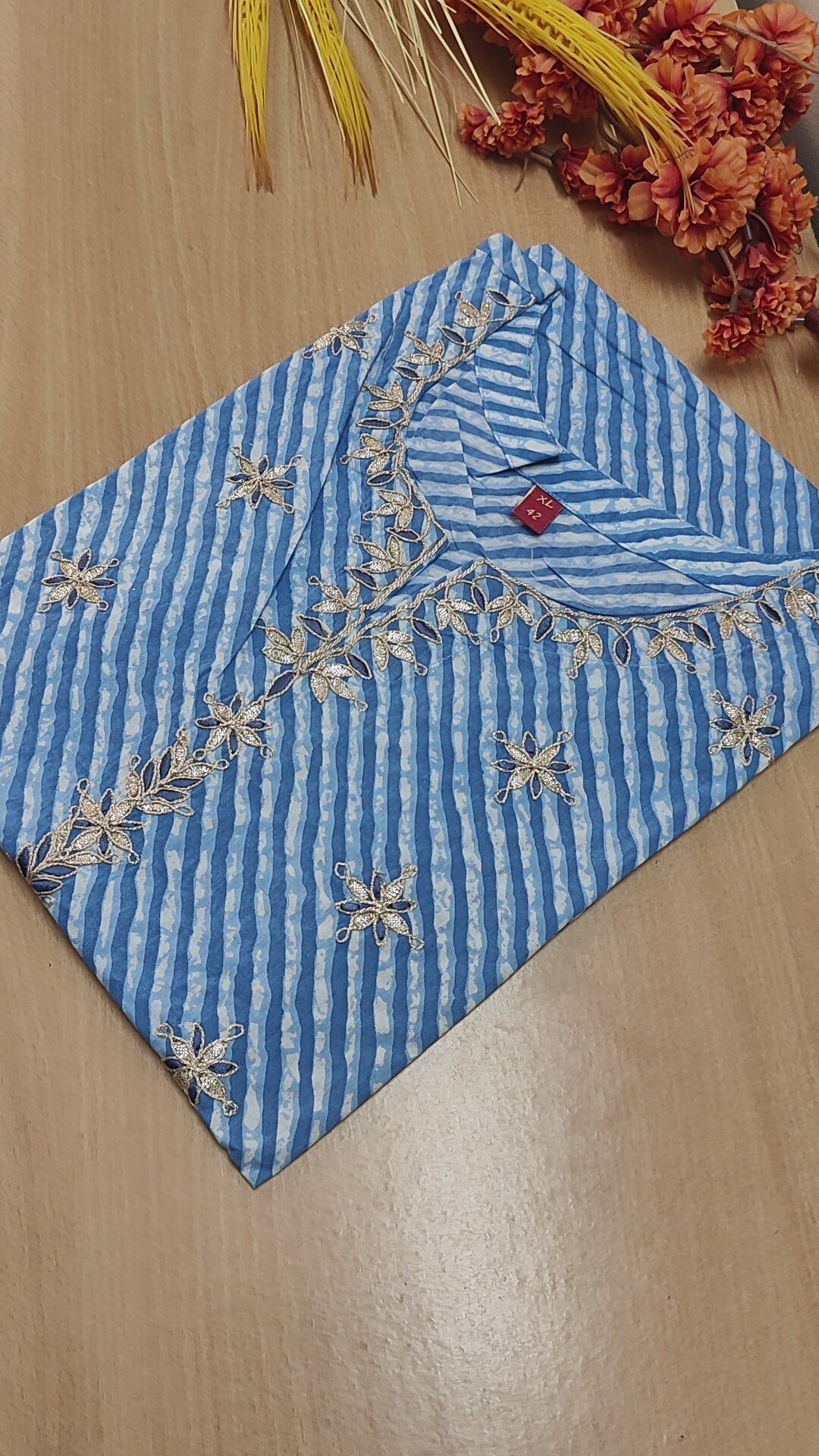 BLUE LEHARIYA COTTON KURTI