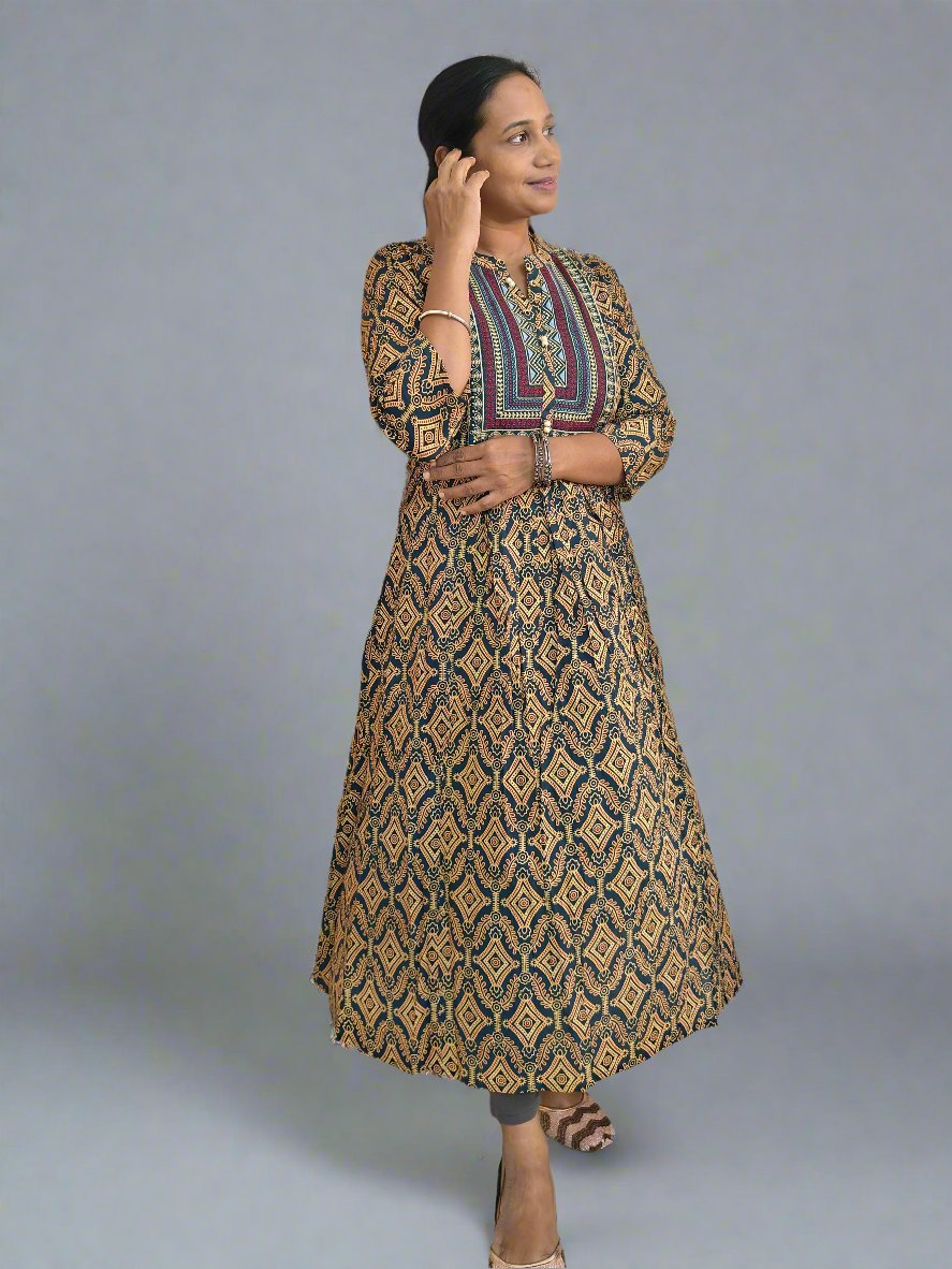 GREEN YOKE DRESS KURTI