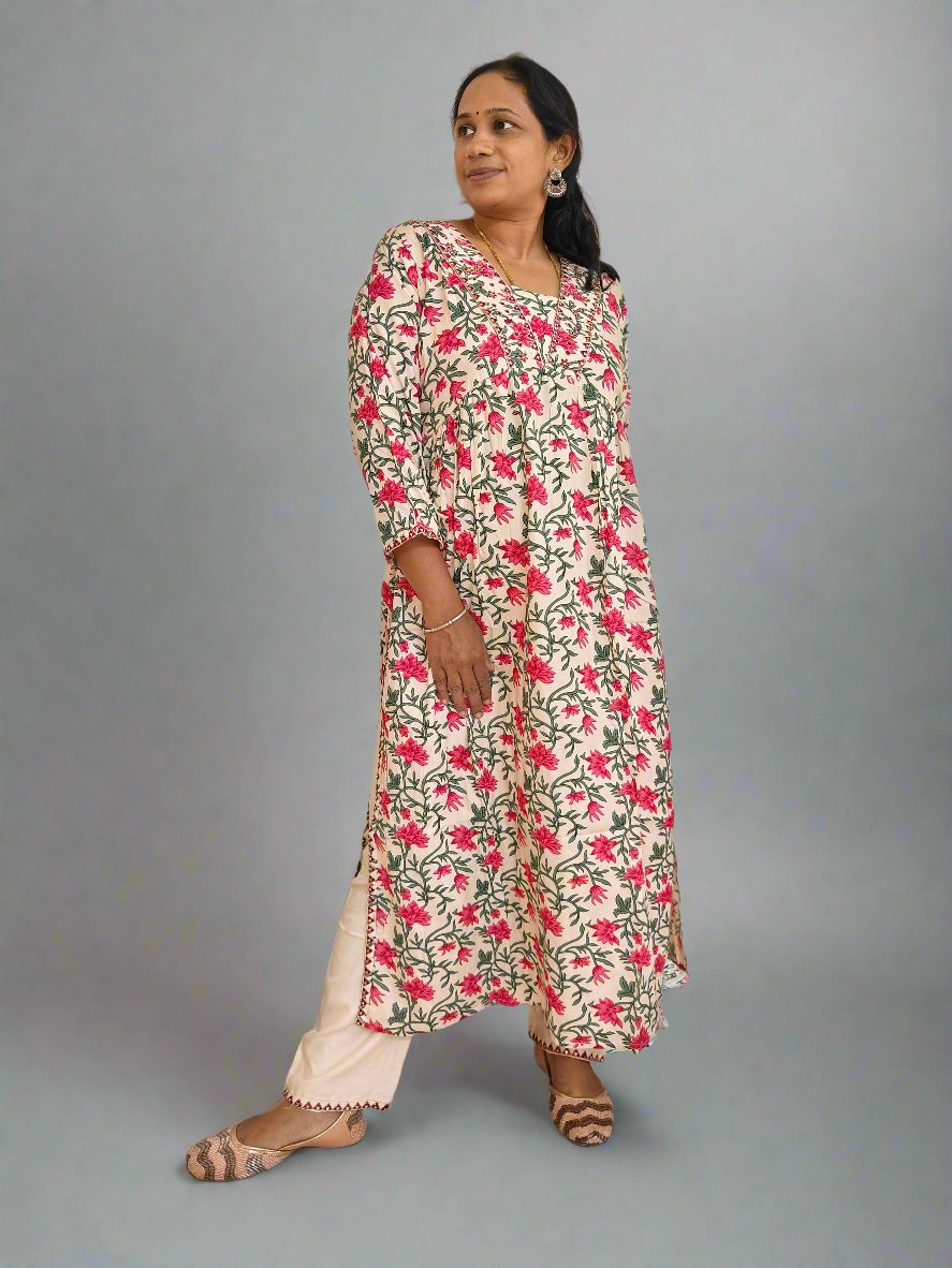 FLORAL ALIA CUT KURTI SET