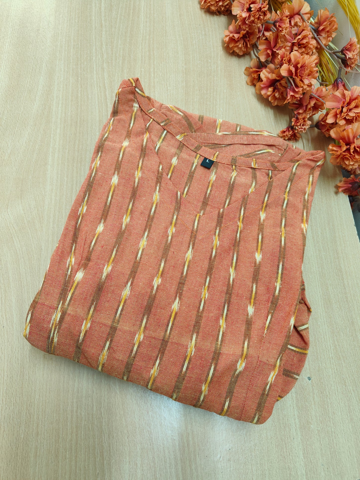 LIGHT ORANGE IKAT COTTON MAXI