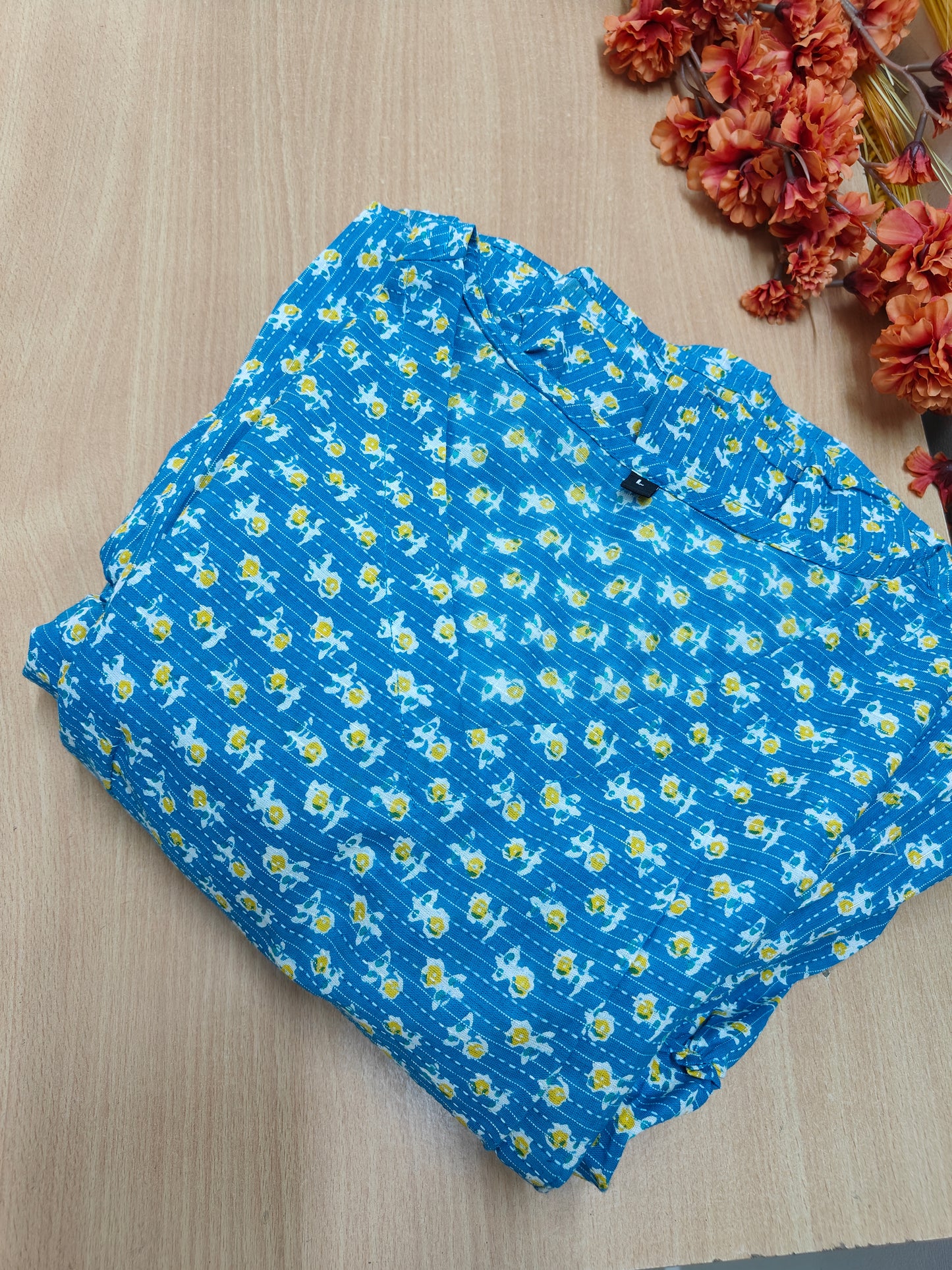 BLUE COTTON PRINTED MAXI