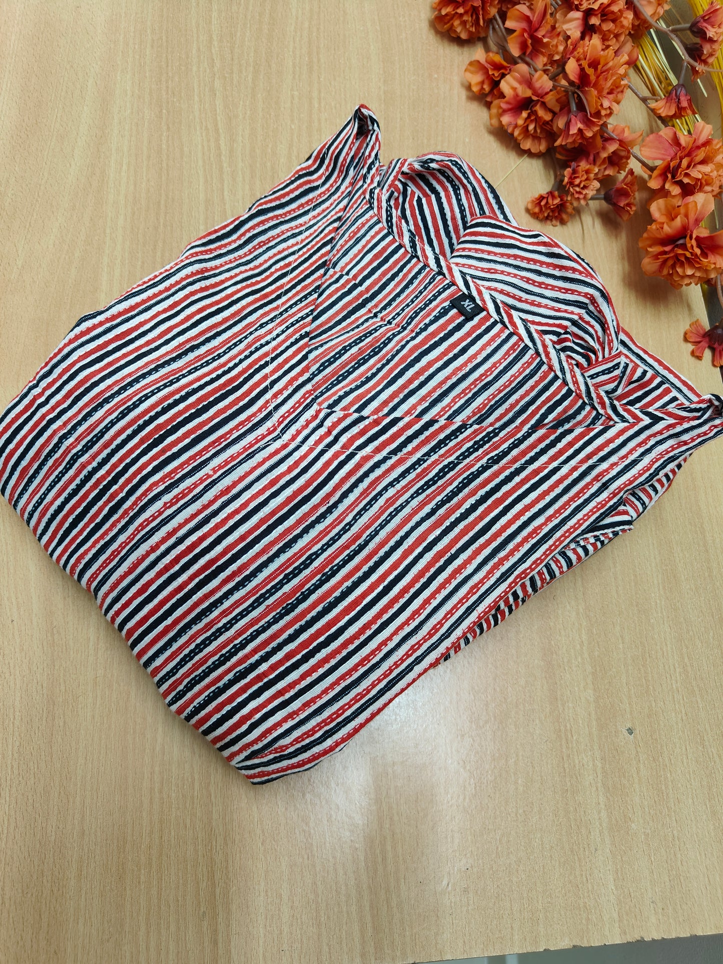 RED STRIPED COTTON MAXI