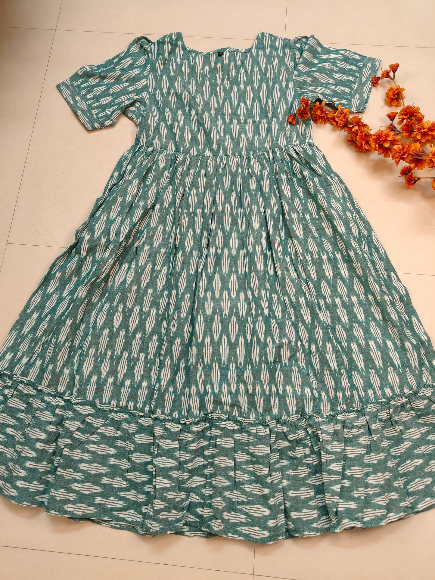 GREEN IKAT COTTON MAXI