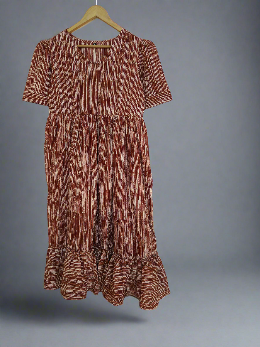 BROWN STRIPE COTTON MAXI