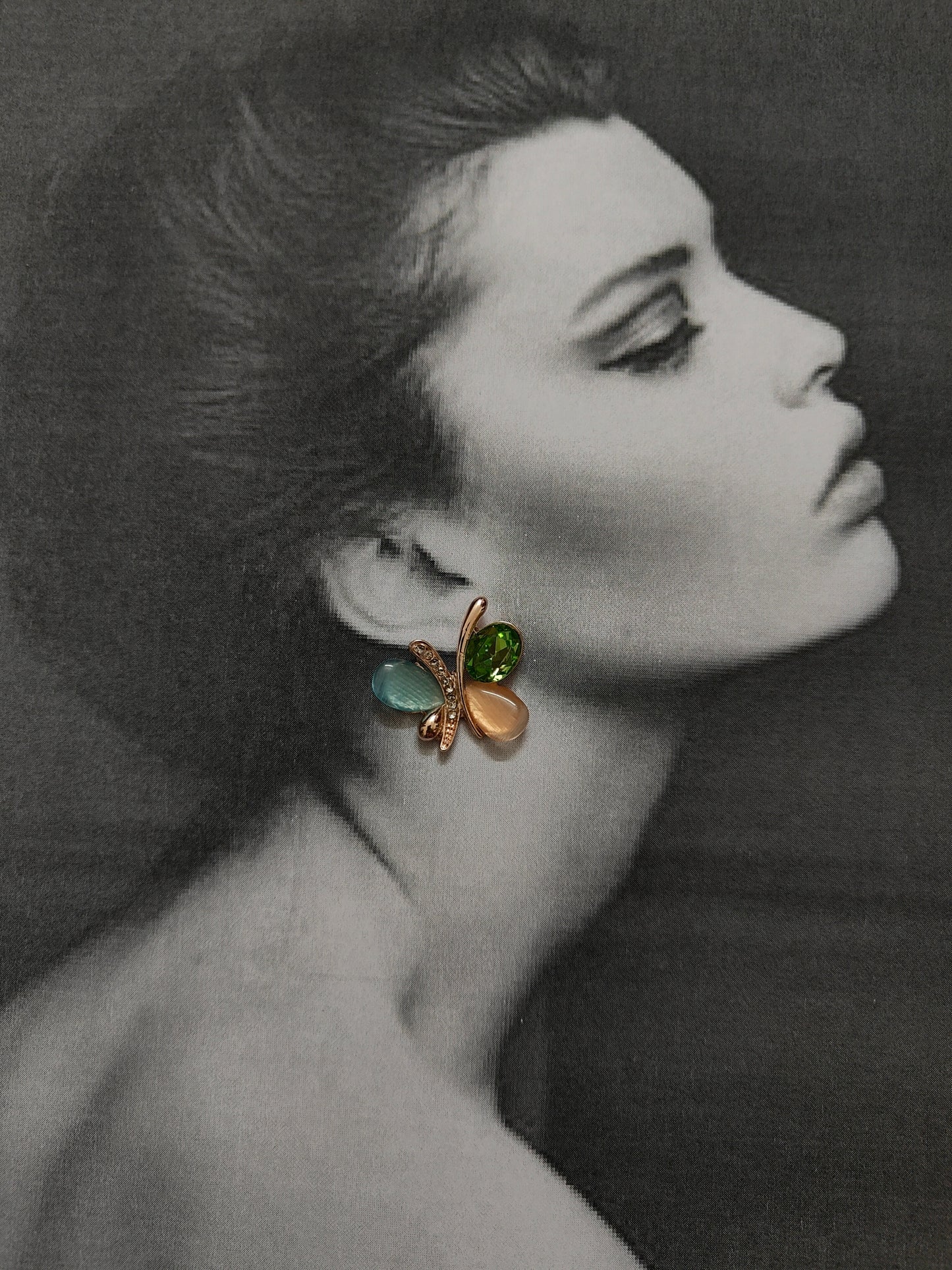 FLUTTERING GEMSTONE BUTTERFLY EARRINGS