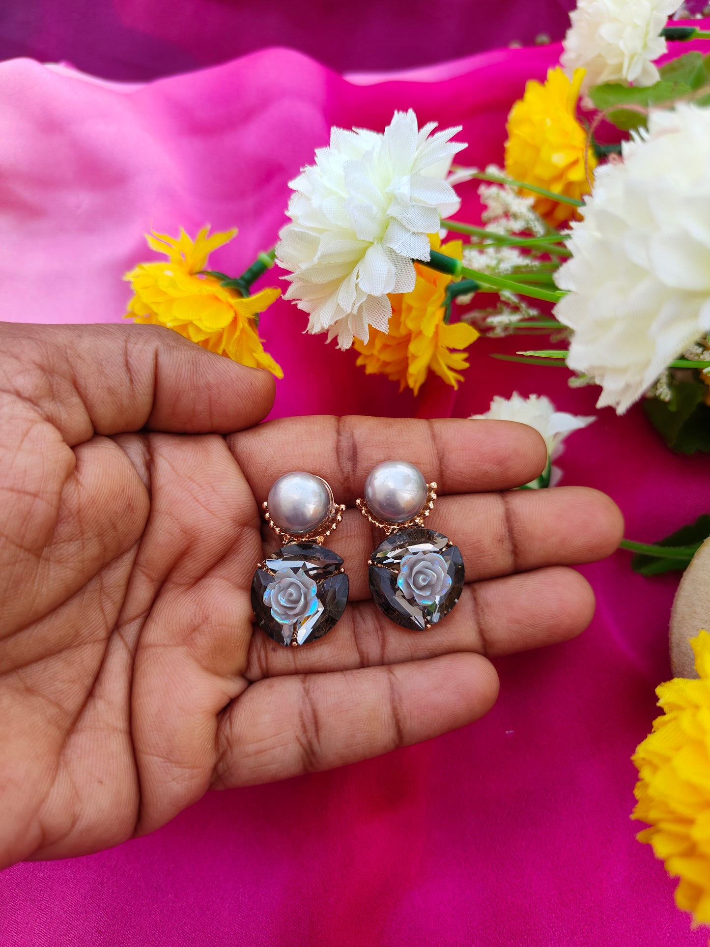 SMOKEY PETAL EARRINGS