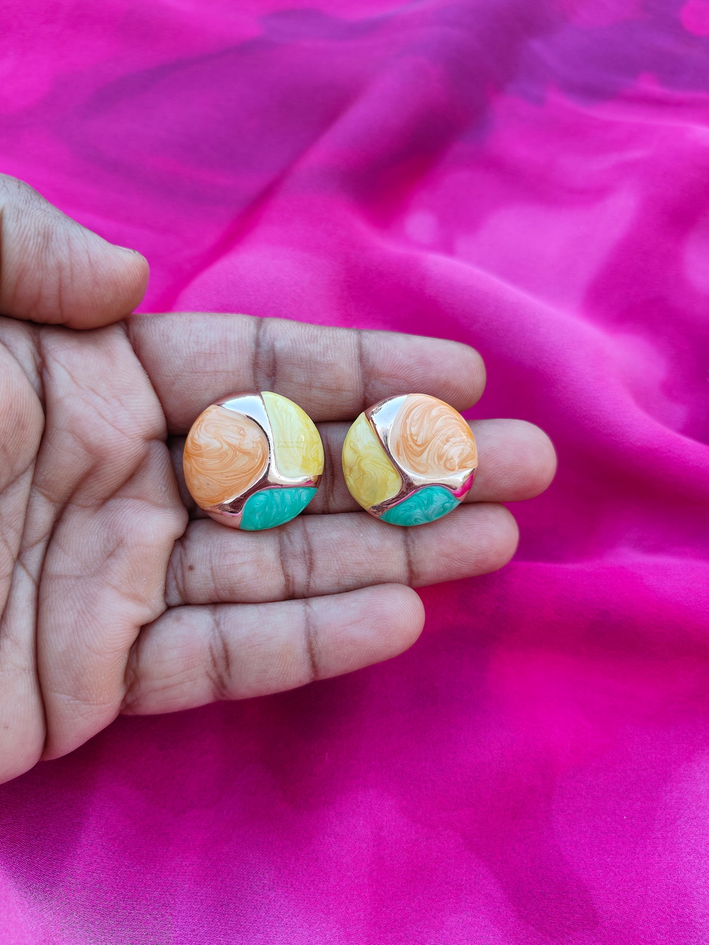 SUNSET ORANGE MEENAKARI EARRINGS