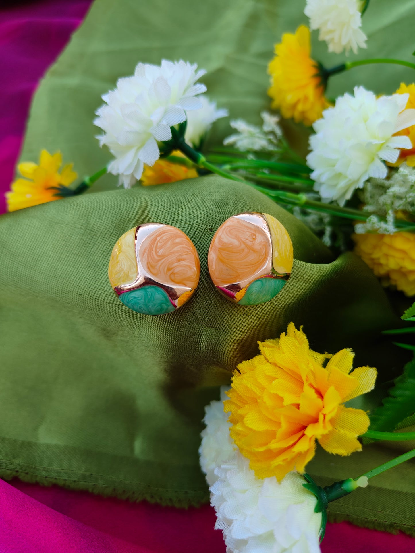 SUNSET ORANGE MEENAKARI EARRINGS