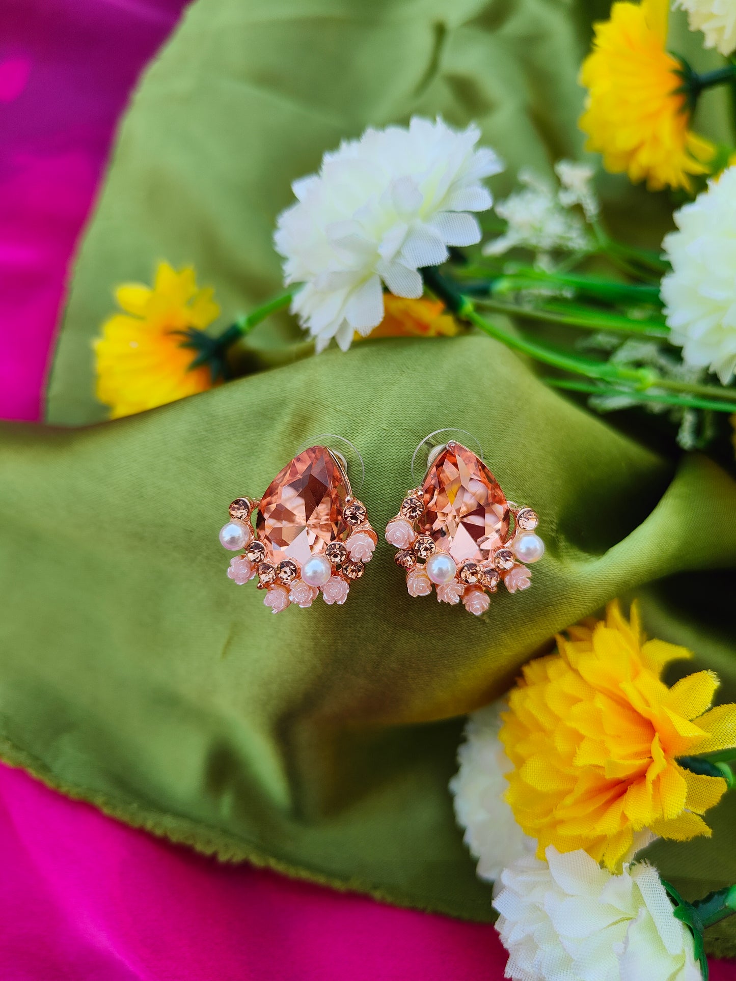 PEACH BLOOM DROP EARRINGS