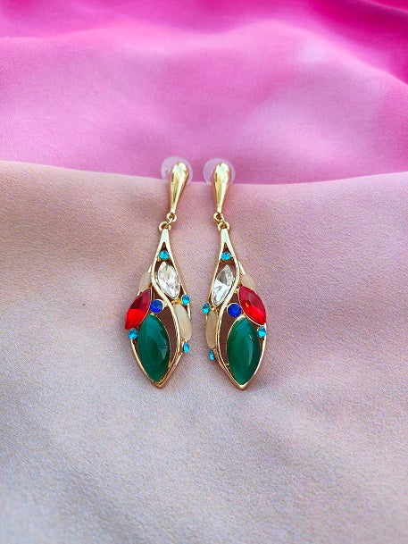 4COLOR FLORAL DROP EARRINGS