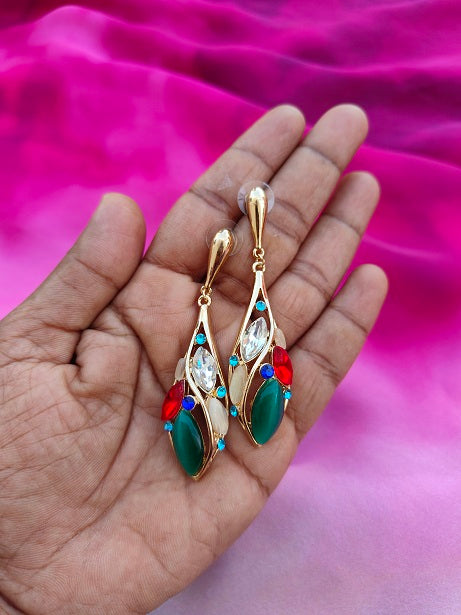 4COLOR FLORAL DROP EARRINGS