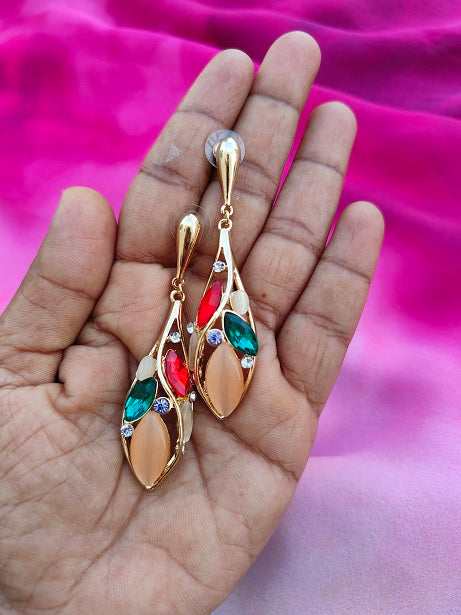 4COLOR FLORAL DROP EARRINGS