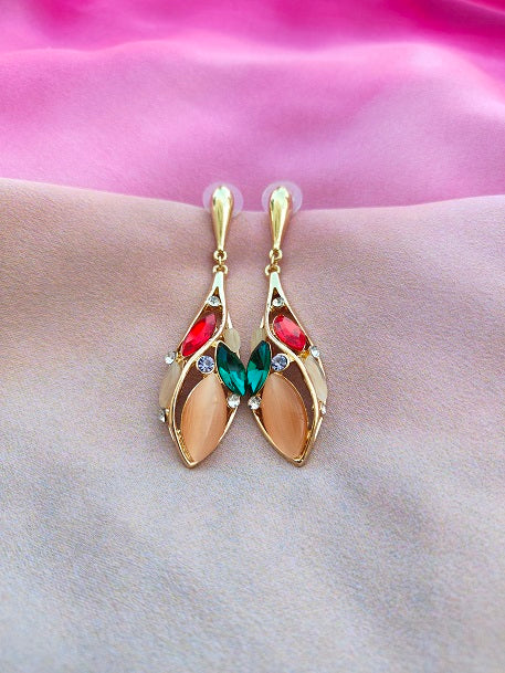 4COLOR FLORAL DROP EARRINGS