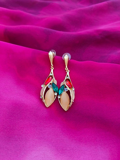 4COLOR FLORAL DROP EARRINGS