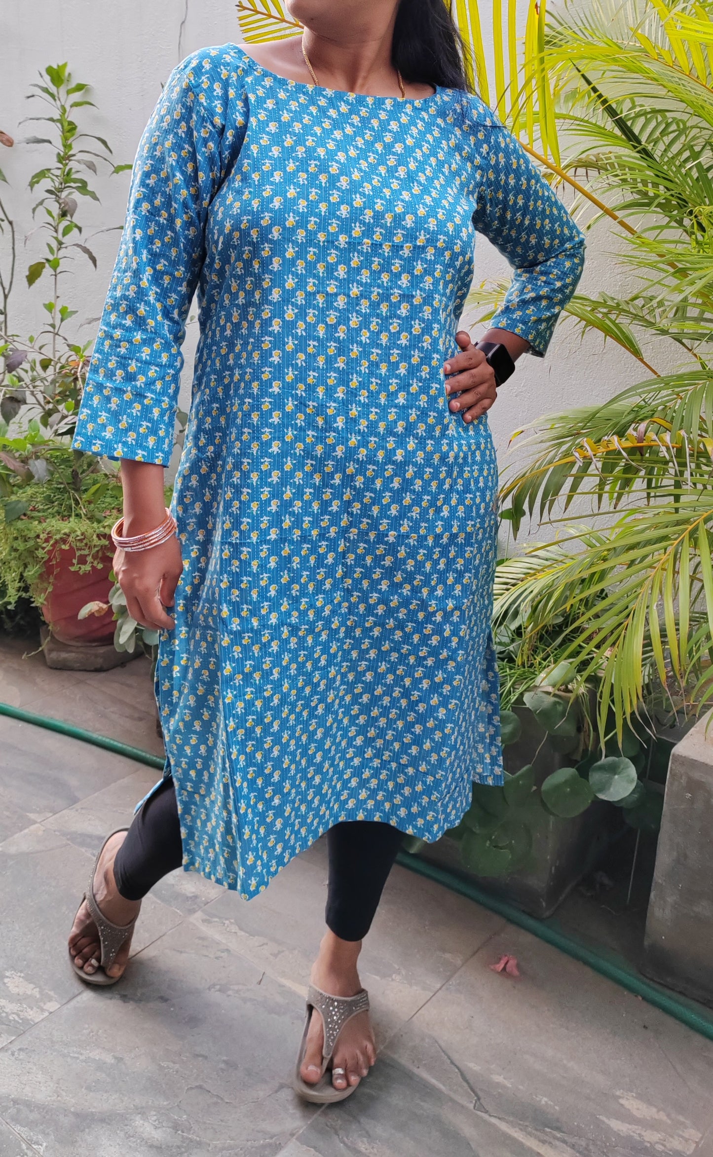 BLUE KANTHA COTTON KURTI