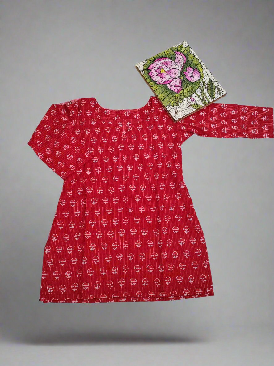 RED COTTON SHORT TOPS