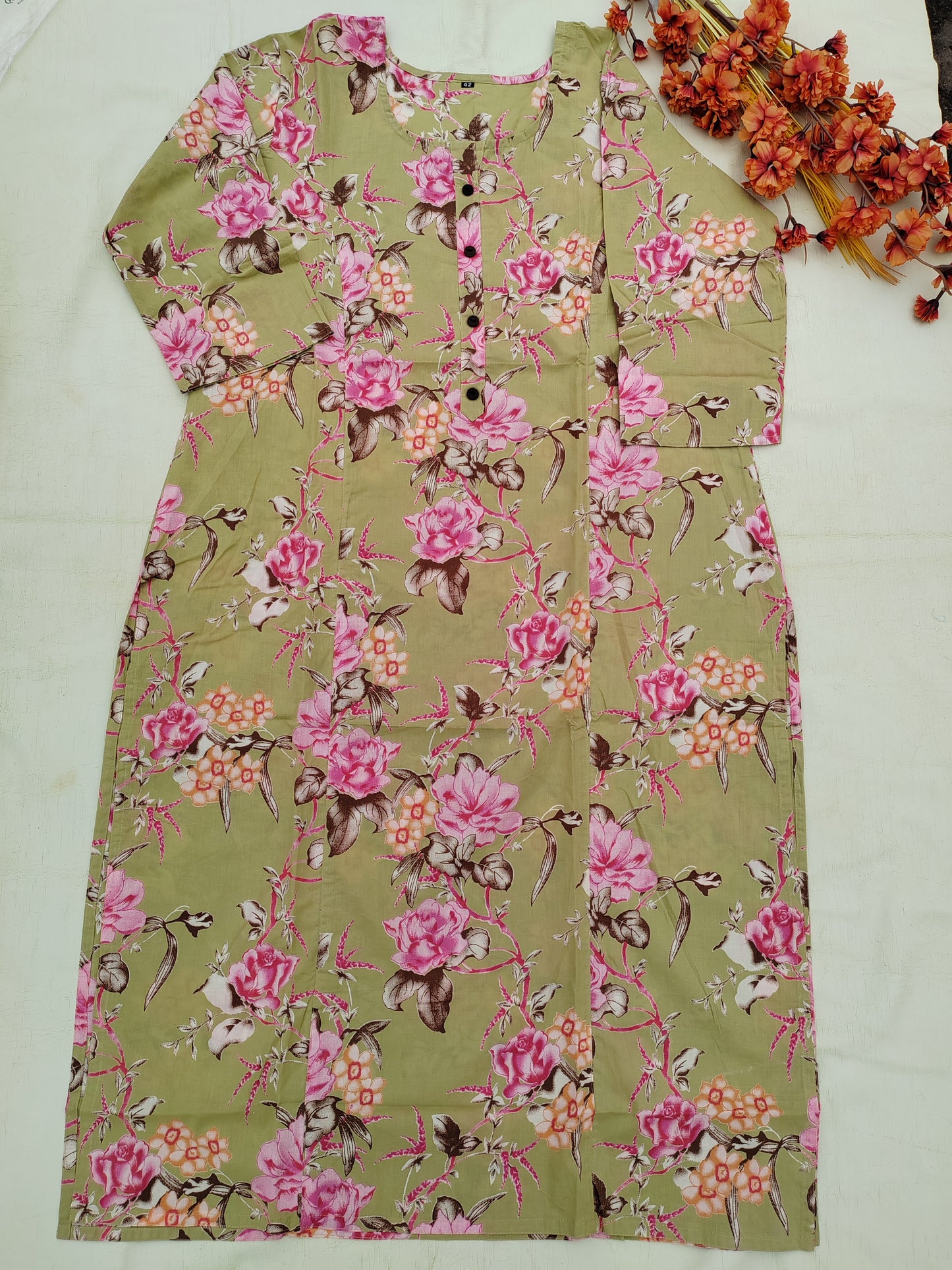 GREEN FLORAL KURTI