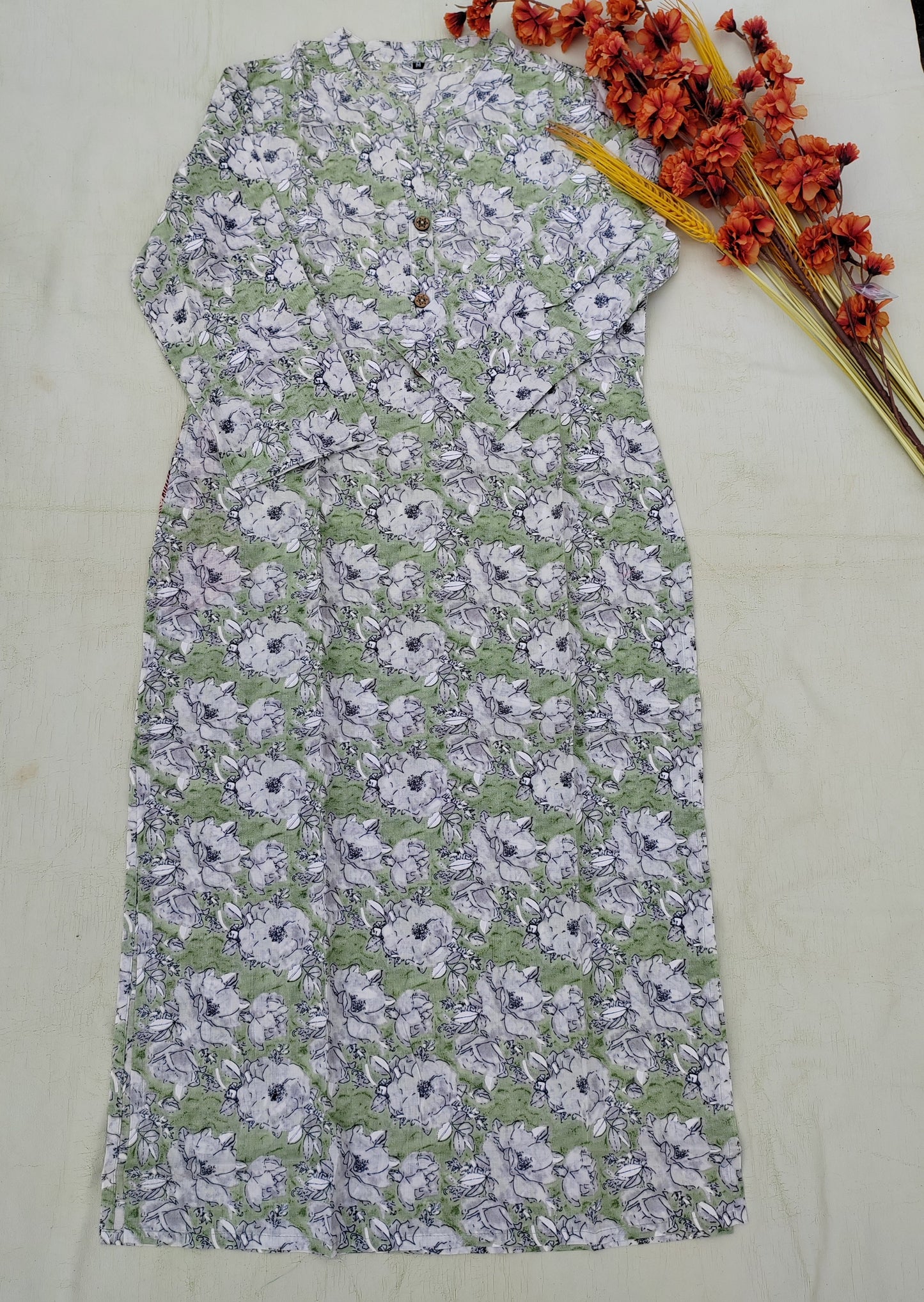 GREEN COTTON KURTI