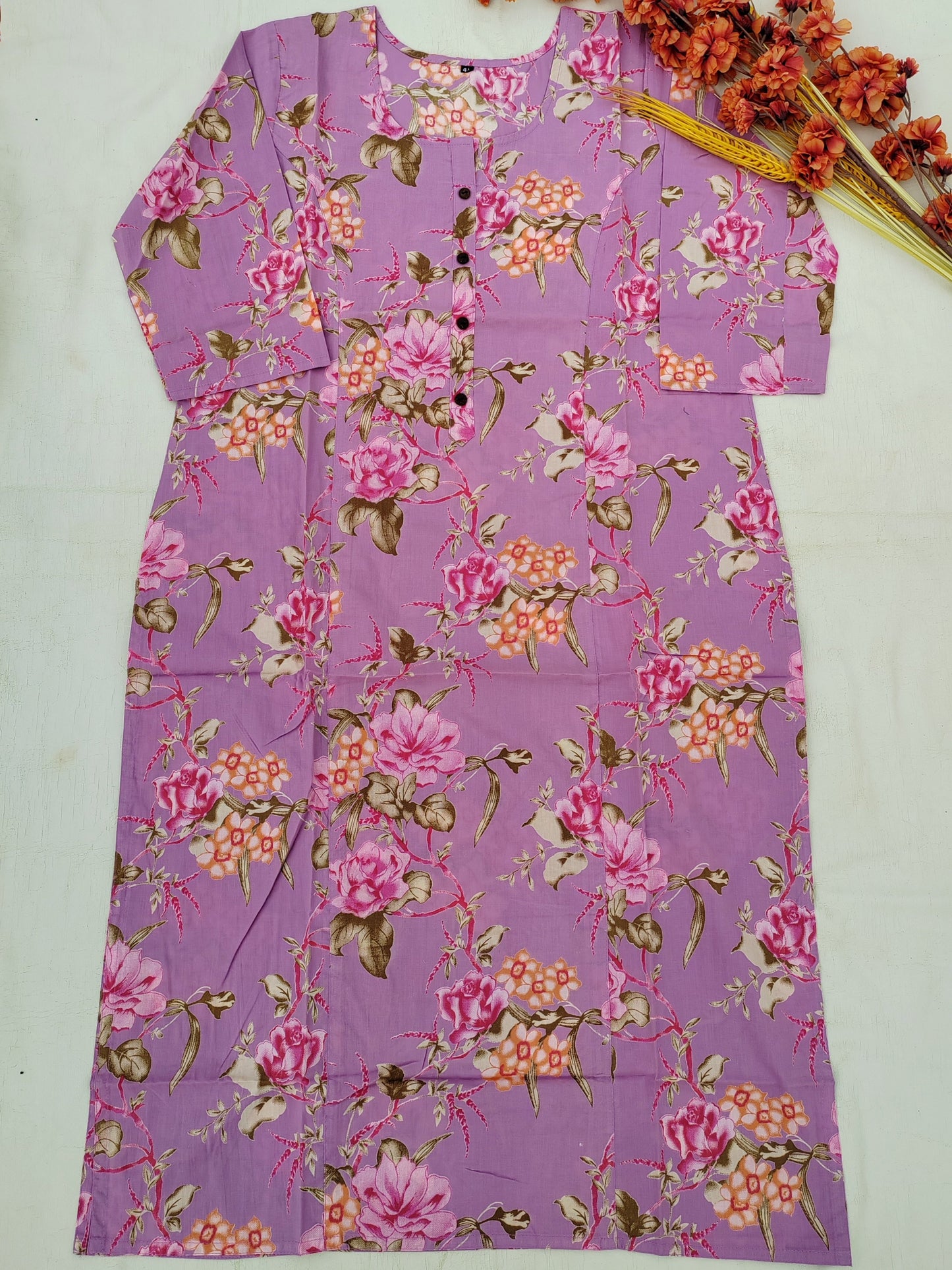 PINK FLORAL KURTI