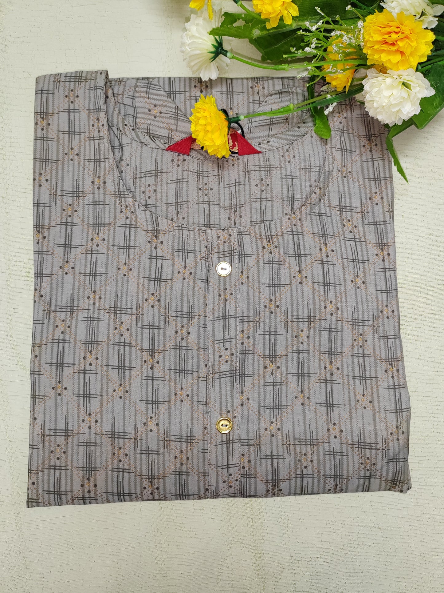 ETHNIC GREY SILK KURTI