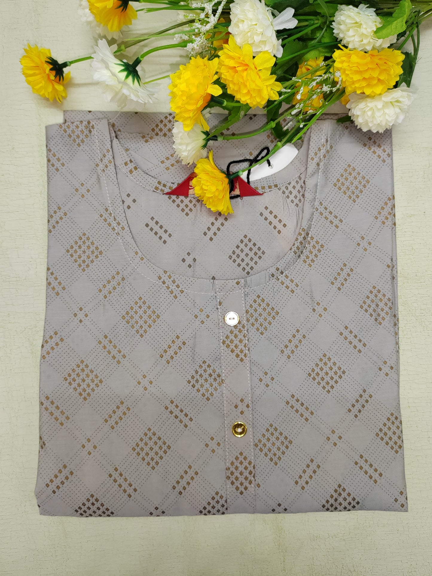 ETHNIC LIGHT GREY SILK KURTI