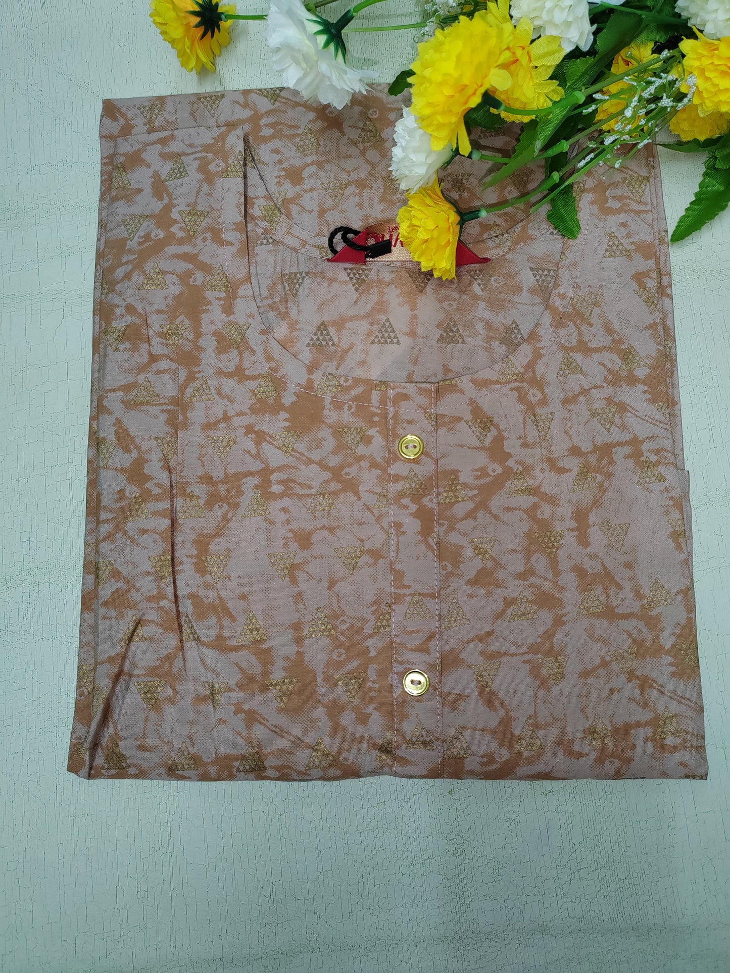 ETHNIC SILK PEACH KURTI