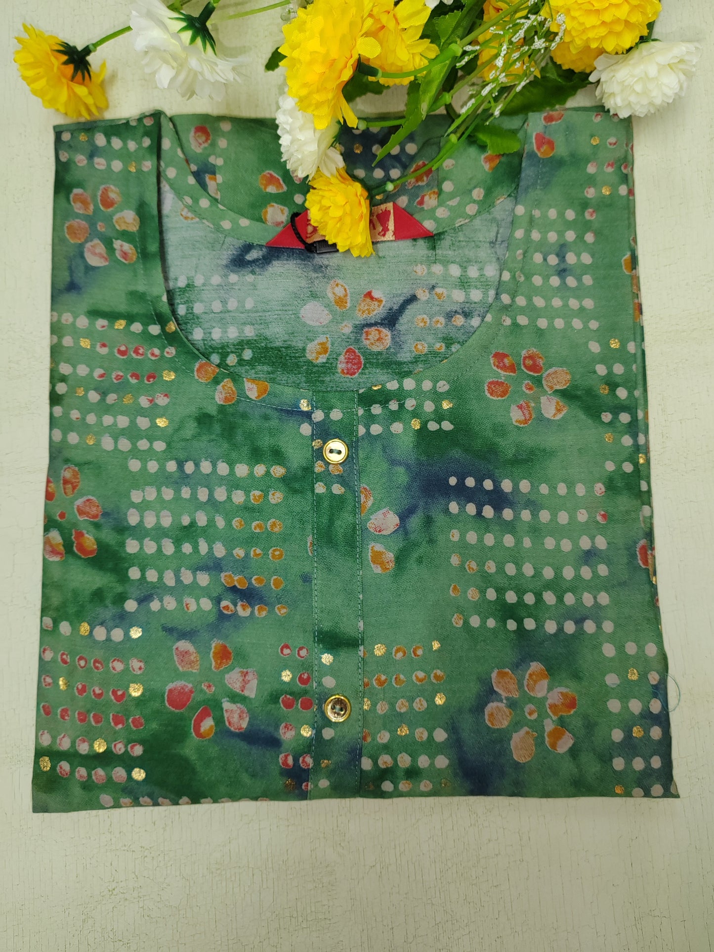 ETHNIC SILK GREEN KURTI