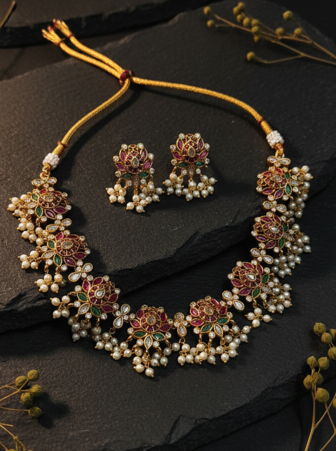 LOTUS KUNDAN PEARL NECKLACE